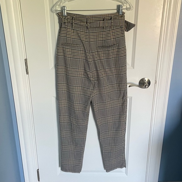 Zara TRF Collection Brown Black Plaid Belted Trousers Dress Pants - 35725 - Picture 7 of 14